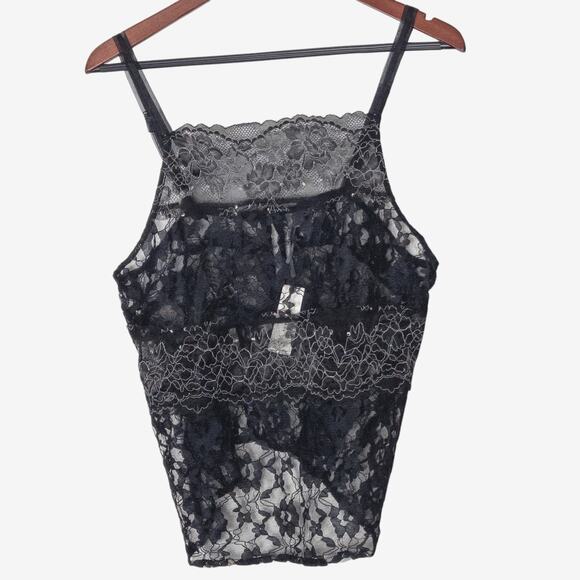 NWT Anthropologie Lace Women's Tank Top Black Sheer Size M Dark Romance - Picture 1 of 8